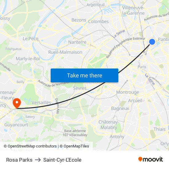 Rosa Parks to Saint-Cyr-L'Ecole map