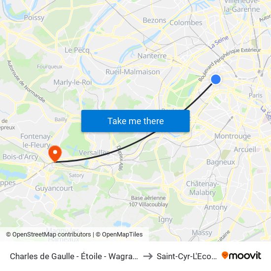Charles de Gaulle - Étoile - Wagram to Saint-Cyr-L'Ecole map