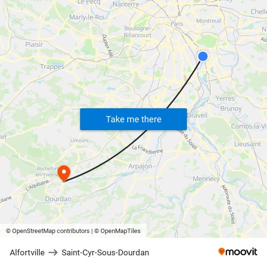 Alfortville to Saint-Cyr-Sous-Dourdan map