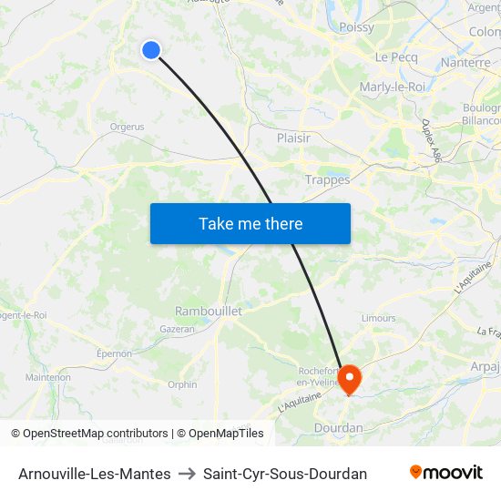 Arnouville-Les-Mantes to Saint-Cyr-Sous-Dourdan map