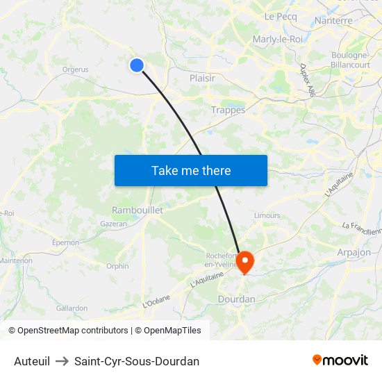 Auteuil to Saint-Cyr-Sous-Dourdan map