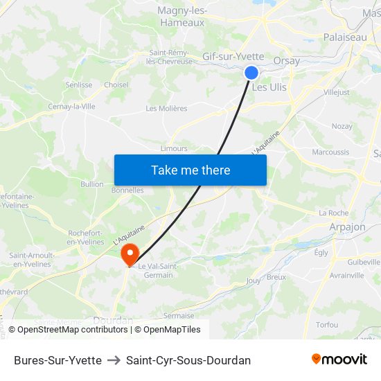Bures-Sur-Yvette to Saint-Cyr-Sous-Dourdan map