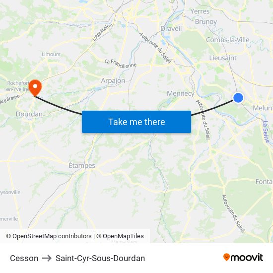 Cesson to Saint-Cyr-Sous-Dourdan map