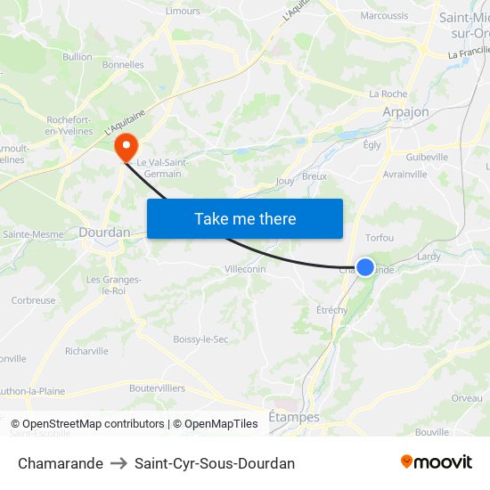 Chamarande to Saint-Cyr-Sous-Dourdan map
