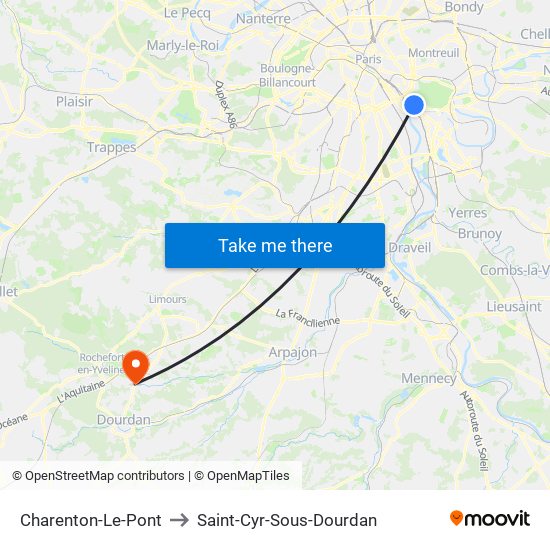 Charenton-Le-Pont to Saint-Cyr-Sous-Dourdan map