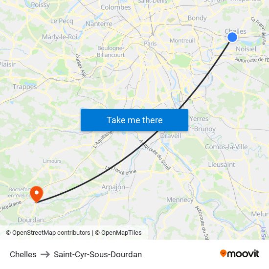 Chelles to Saint-Cyr-Sous-Dourdan map