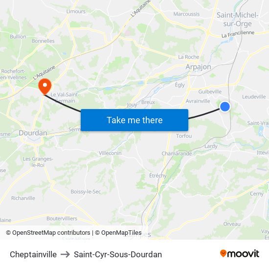 Cheptainville to Saint-Cyr-Sous-Dourdan map