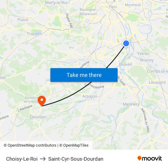 Choisy-Le-Roi to Saint-Cyr-Sous-Dourdan map