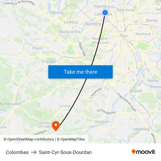 Colombes to Saint-Cyr-Sous-Dourdan map