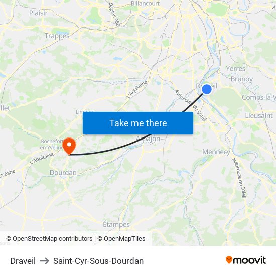 Draveil to Saint-Cyr-Sous-Dourdan map