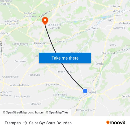 Etampes to Saint-Cyr-Sous-Dourdan map