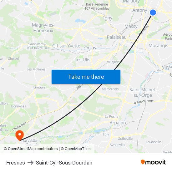 Fresnes to Saint-Cyr-Sous-Dourdan map