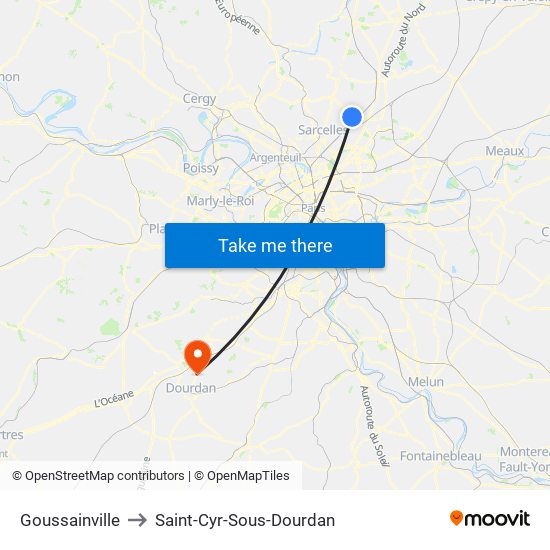 Goussainville to Saint-Cyr-Sous-Dourdan map