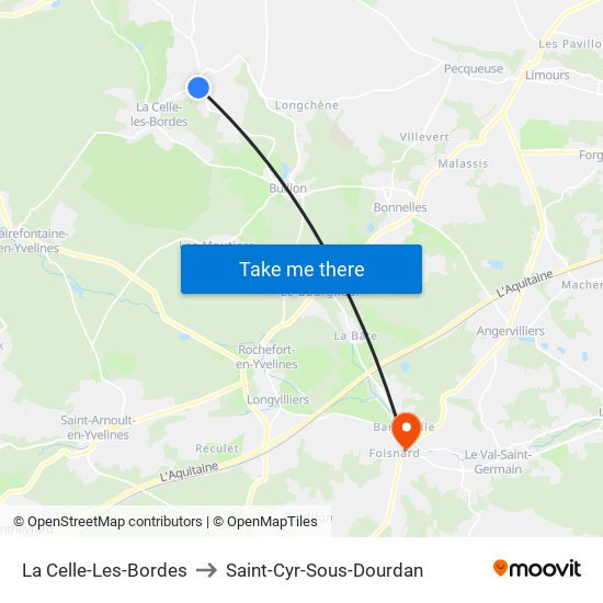 La Celle-Les-Bordes to Saint-Cyr-Sous-Dourdan map