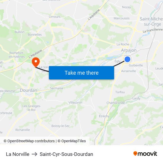 La Norville to Saint-Cyr-Sous-Dourdan map