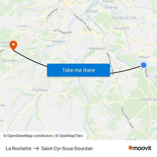 La Rochette to Saint-Cyr-Sous-Dourdan map