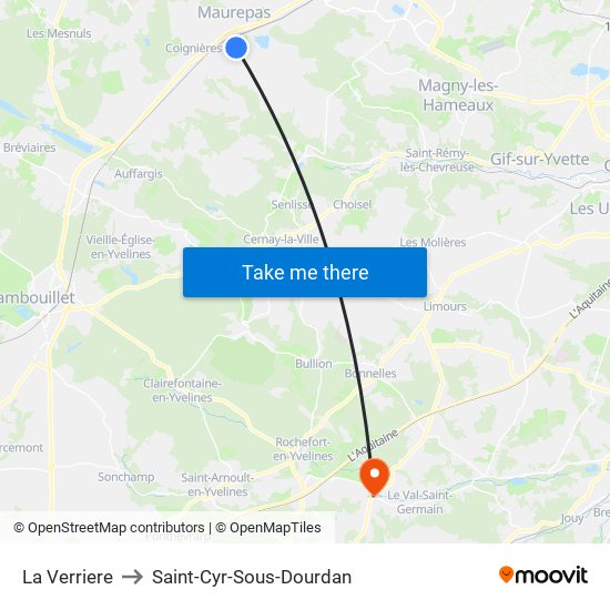 La Verriere to Saint-Cyr-Sous-Dourdan map