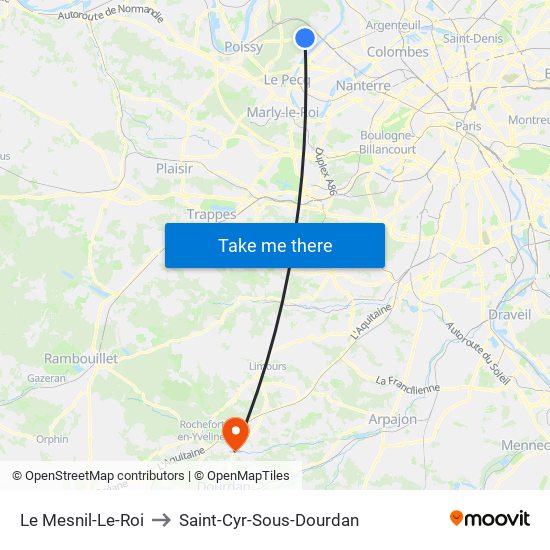 Le Mesnil-Le-Roi to Saint-Cyr-Sous-Dourdan map