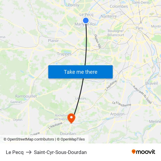 Le Pecq to Saint-Cyr-Sous-Dourdan map