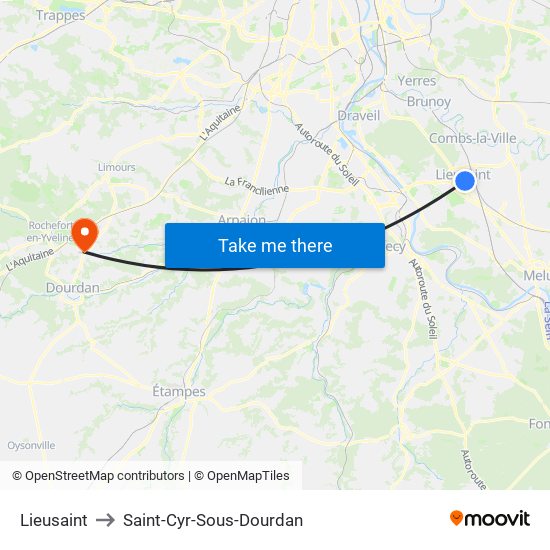 Lieusaint to Saint-Cyr-Sous-Dourdan map