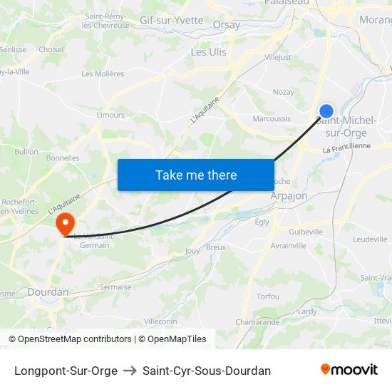 Longpont-Sur-Orge to Saint-Cyr-Sous-Dourdan map