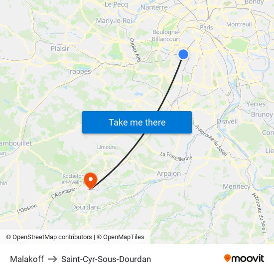 Malakoff to Saint-Cyr-Sous-Dourdan map