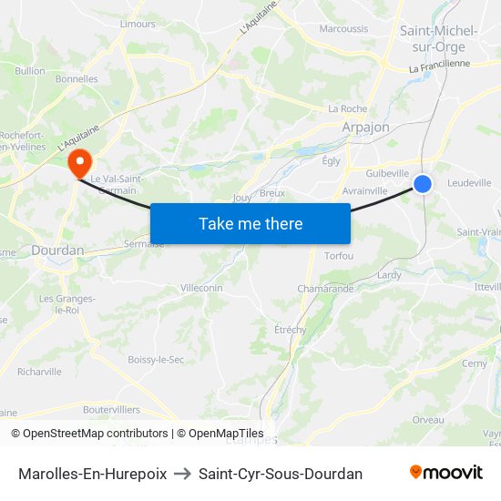 Marolles-En-Hurepoix to Saint-Cyr-Sous-Dourdan map