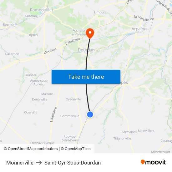 Monnerville to Saint-Cyr-Sous-Dourdan map