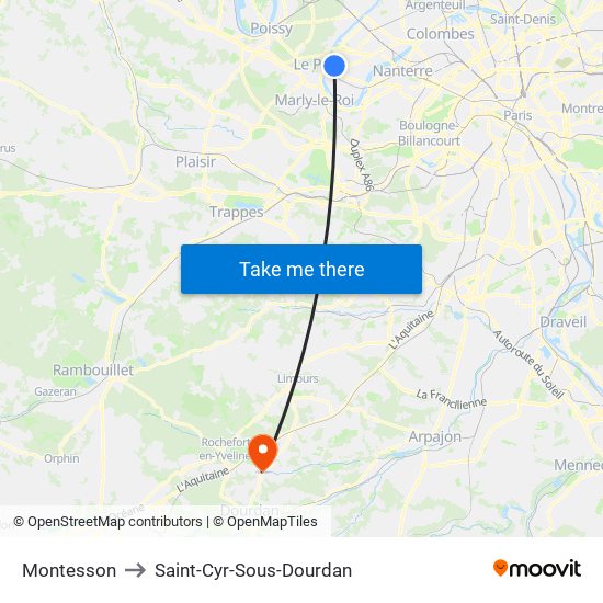 Montesson to Saint-Cyr-Sous-Dourdan map
