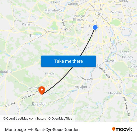 Montrouge to Saint-Cyr-Sous-Dourdan map