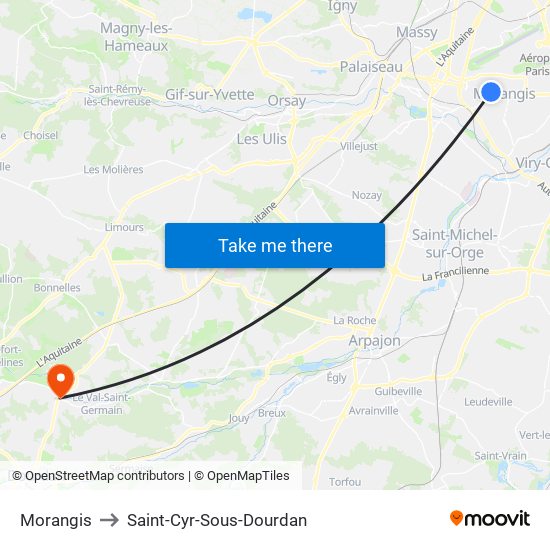 Morangis to Saint-Cyr-Sous-Dourdan map