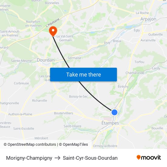 Morigny-Champigny to Saint-Cyr-Sous-Dourdan map