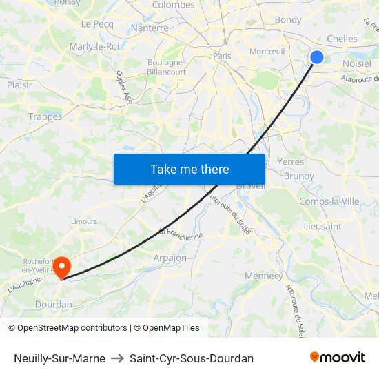 Neuilly-Sur-Marne to Saint-Cyr-Sous-Dourdan map