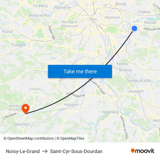 Noisy-Le-Grand to Saint-Cyr-Sous-Dourdan map