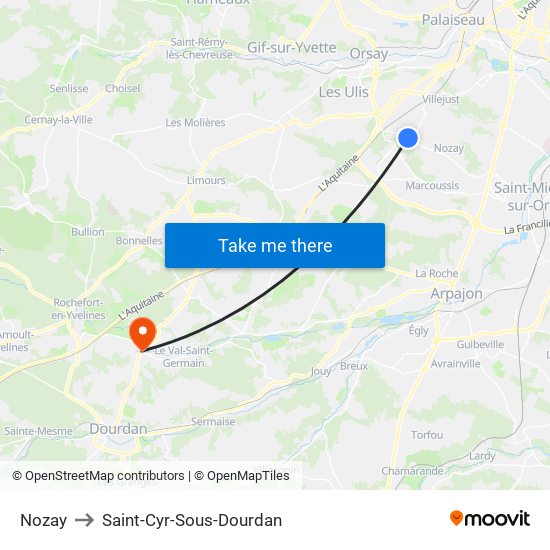 Nozay to Saint-Cyr-Sous-Dourdan map