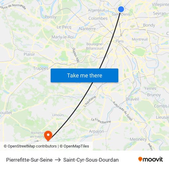 Pierrefitte-Sur-Seine to Saint-Cyr-Sous-Dourdan map