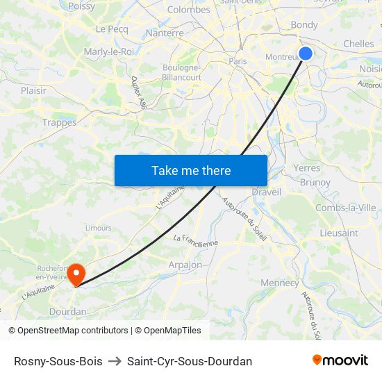 Rosny-Sous-Bois to Saint-Cyr-Sous-Dourdan map