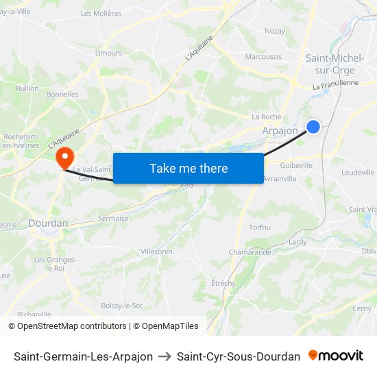 Saint-Germain-Les-Arpajon to Saint-Cyr-Sous-Dourdan map