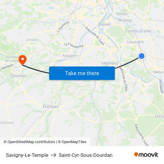 Savigny-Le-Temple to Saint-Cyr-Sous-Dourdan map