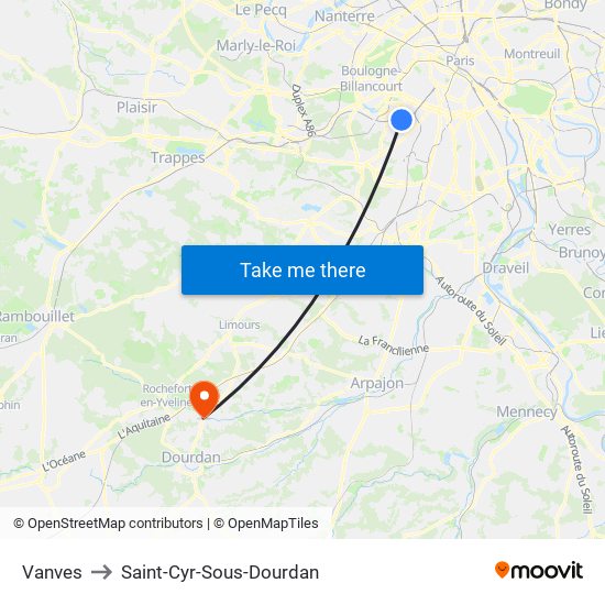 Vanves to Saint-Cyr-Sous-Dourdan map