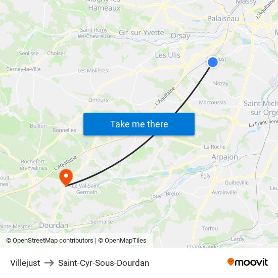 Villejust to Saint-Cyr-Sous-Dourdan map