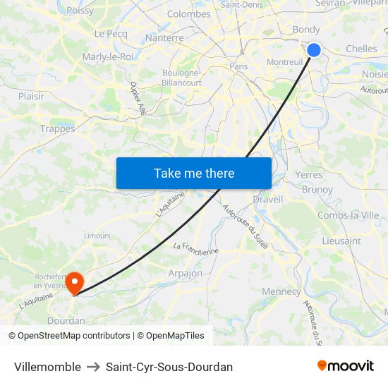 Villemomble to Saint-Cyr-Sous-Dourdan map