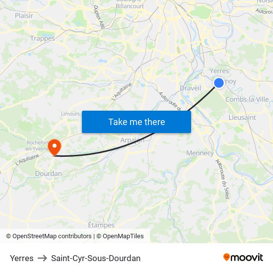 Yerres to Saint-Cyr-Sous-Dourdan map