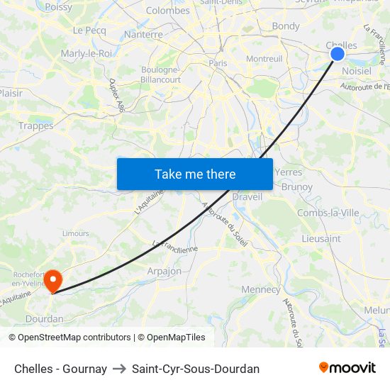 Chelles - Gournay to Saint-Cyr-Sous-Dourdan map