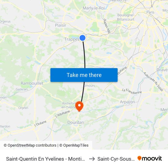 Saint-Quentin En Yvelines - Montigny-Le-Bretonneux to Saint-Cyr-Sous-Dourdan map