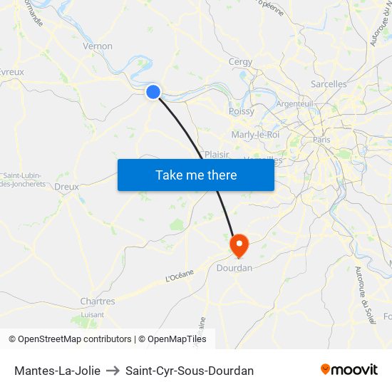 Mantes-La-Jolie to Saint-Cyr-Sous-Dourdan map