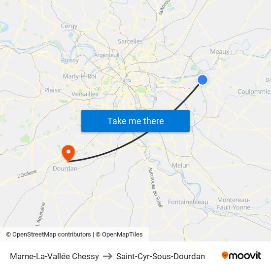 Marne-La-Vallée Chessy to Saint-Cyr-Sous-Dourdan map