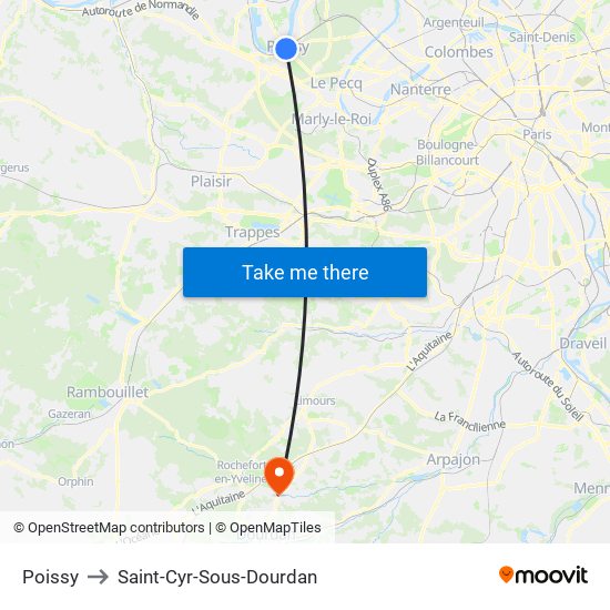 Poissy to Saint-Cyr-Sous-Dourdan map