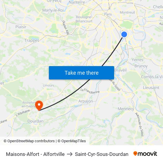 Maisons-Alfort - Alfortville to Saint-Cyr-Sous-Dourdan map