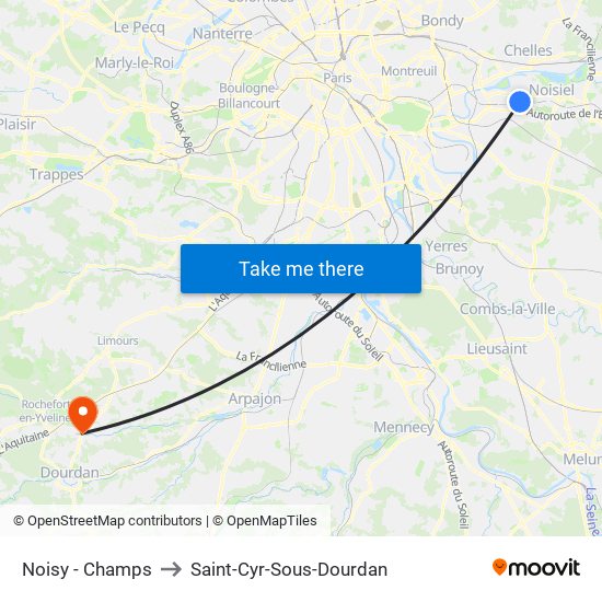 Noisy - Champs to Saint-Cyr-Sous-Dourdan map